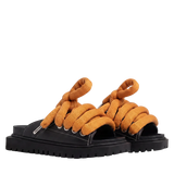 Sandal - Black Leather - LT Orange