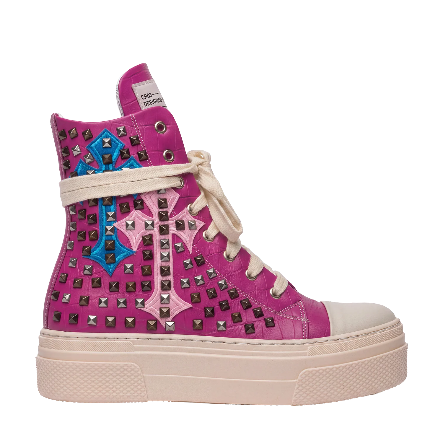 CALIPSO COCO - Fuchsia Cross Studs