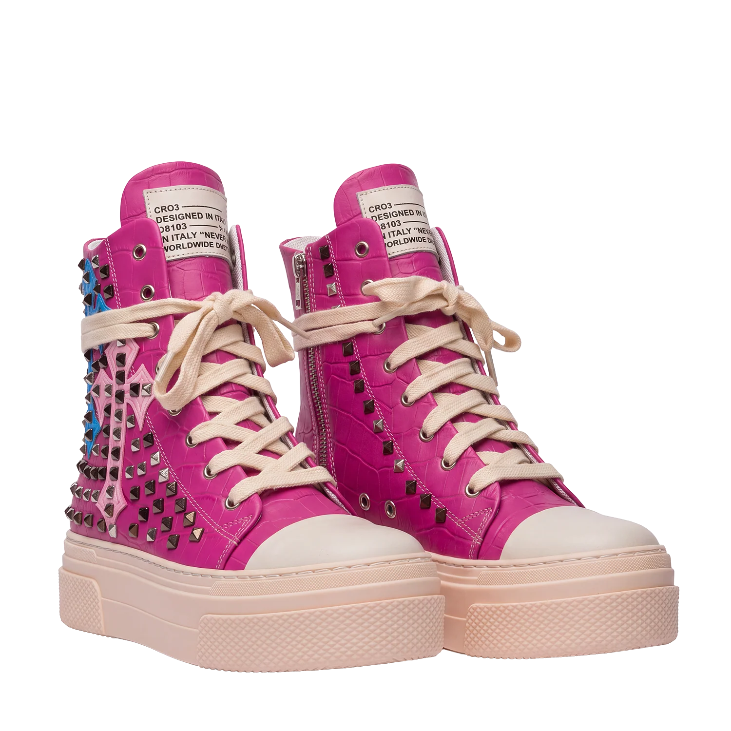 CALIPSO COCO - Fuchsia Cross Studs
