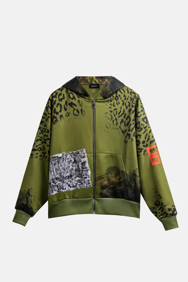CR03 Creative Safari Zip Hoodie – Verde oliva