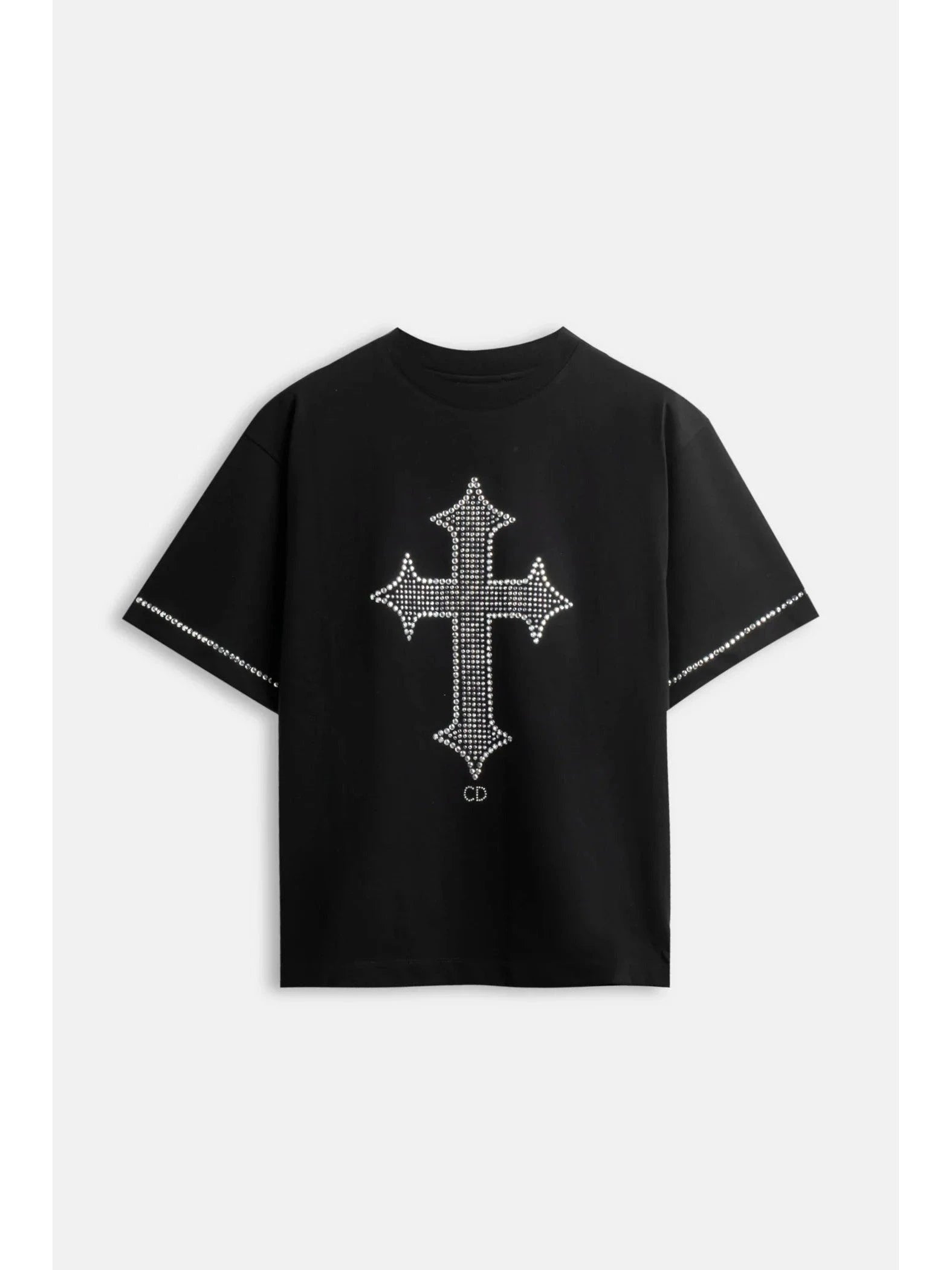 CR03 T-Shirt Cross Strass – Edizione Nera