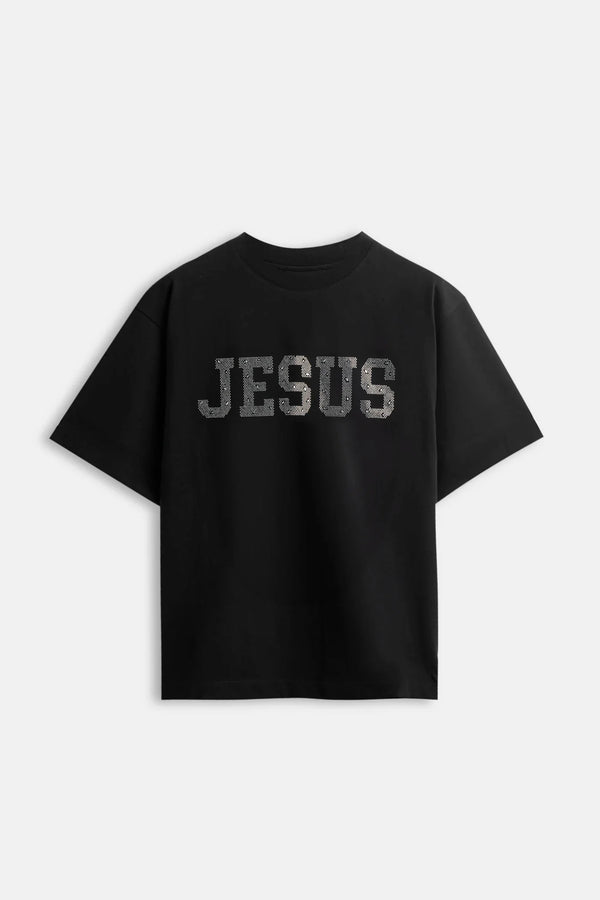 CR03 Jesus Strass Tee – Nera