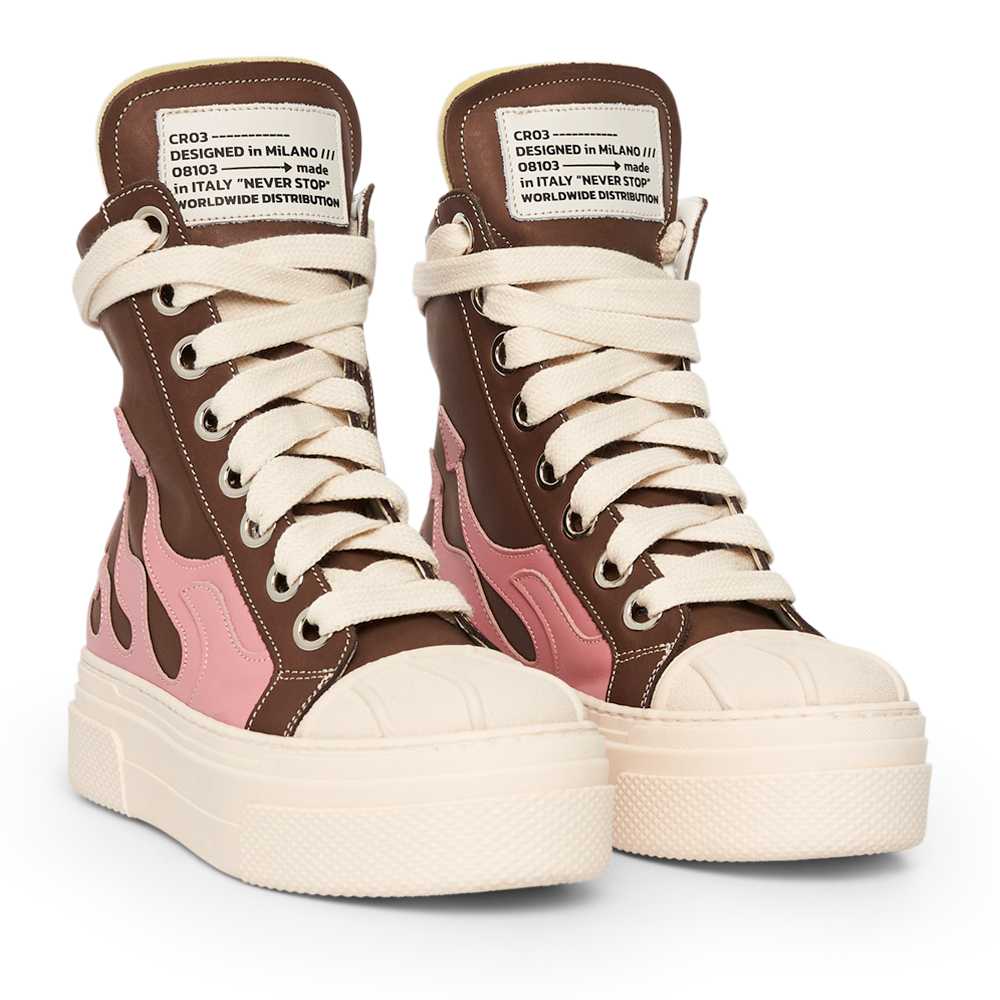 CALIPSO FLAME – Brown Pink High-Sneaker-CRISTIANZEROTRE