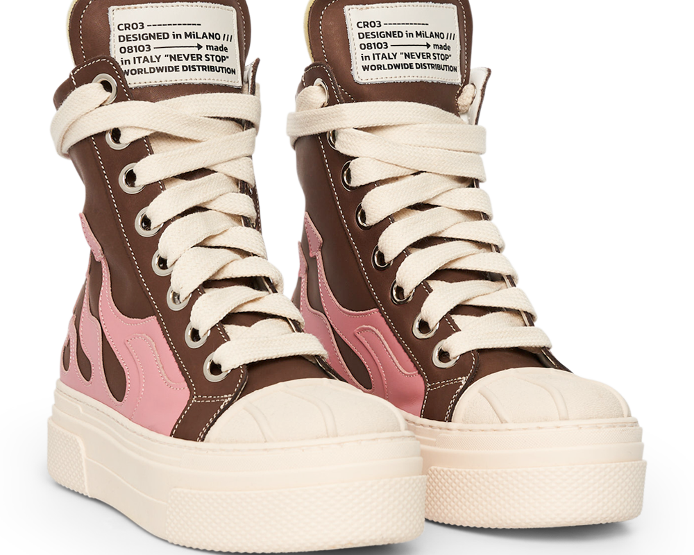 CALIPSO FLAME – Brown Pink High-Sneaker-CRISTIANZEROTRE