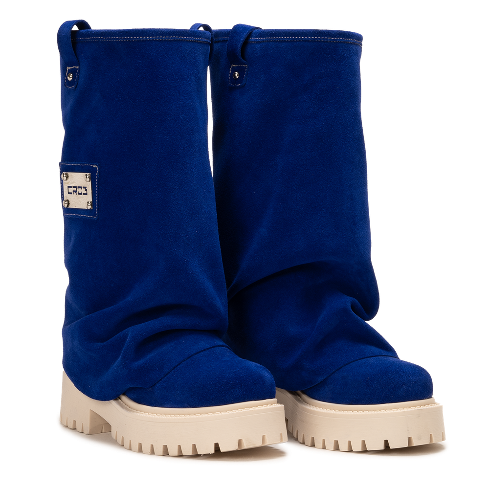 CHUNKY – Deep Blue Velvet Boots-Sneaker-CRISTIANZEROTRE