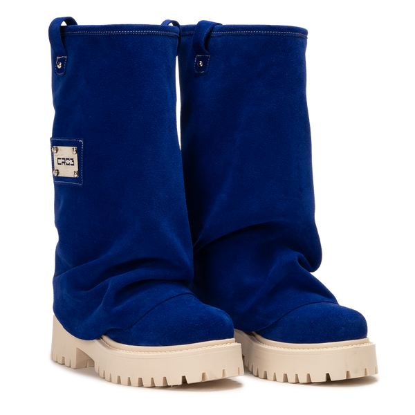 CHUNKY – Deep Blue Velvet Boots-Sneaker-CRISTIANZEROTRE