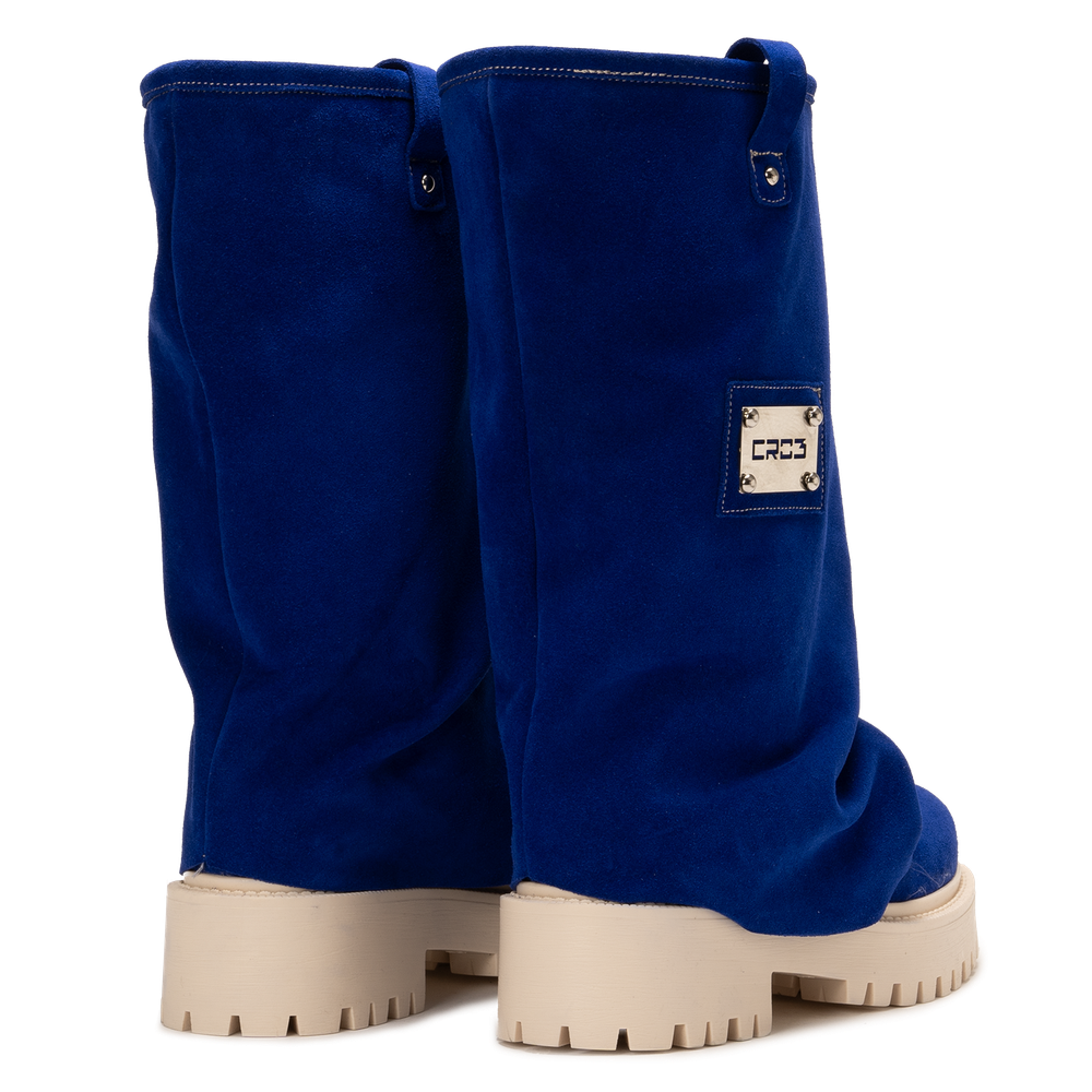 CHUNKY – Deep Blue Velvet Boots-Sneaker-CRISTIANZEROTRE