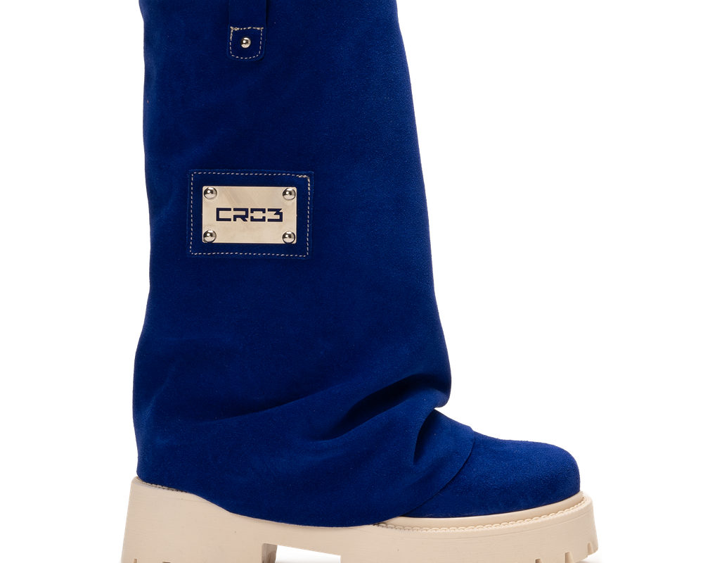 CHUNKY – Deep Blue Velvet Boots-Sneaker-CRISTIANZEROTRE