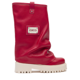 Bottes en cuir rouge CHUNKY