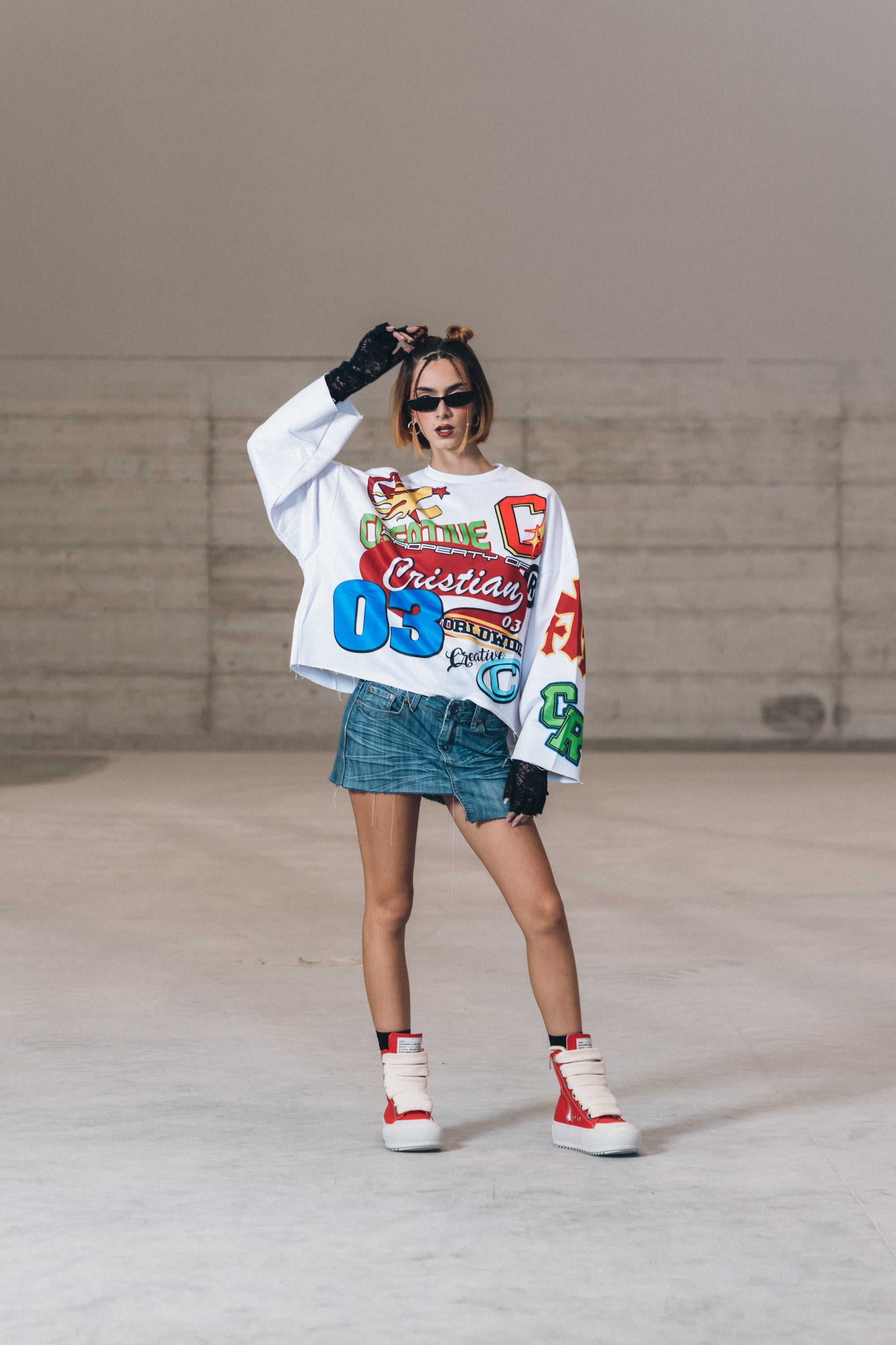 SET - Crop Long Sleeve + Bulk Red