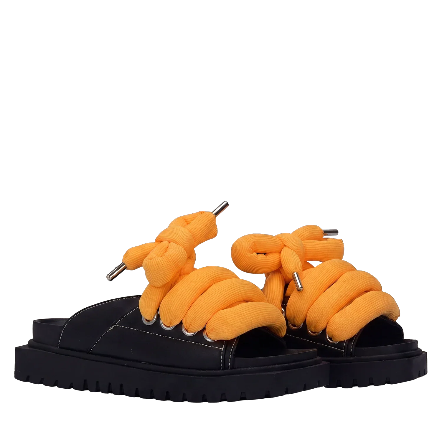 Sandal - Leather Black - TB Orange