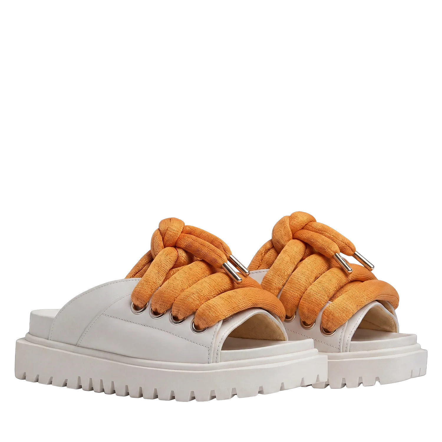 Sandal - Cream Leather - LT Orange