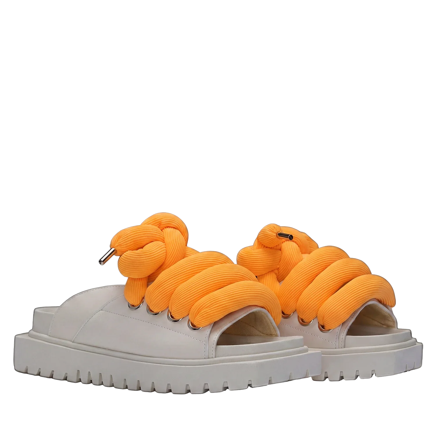 Sandal - Cream Leather - TB Orange