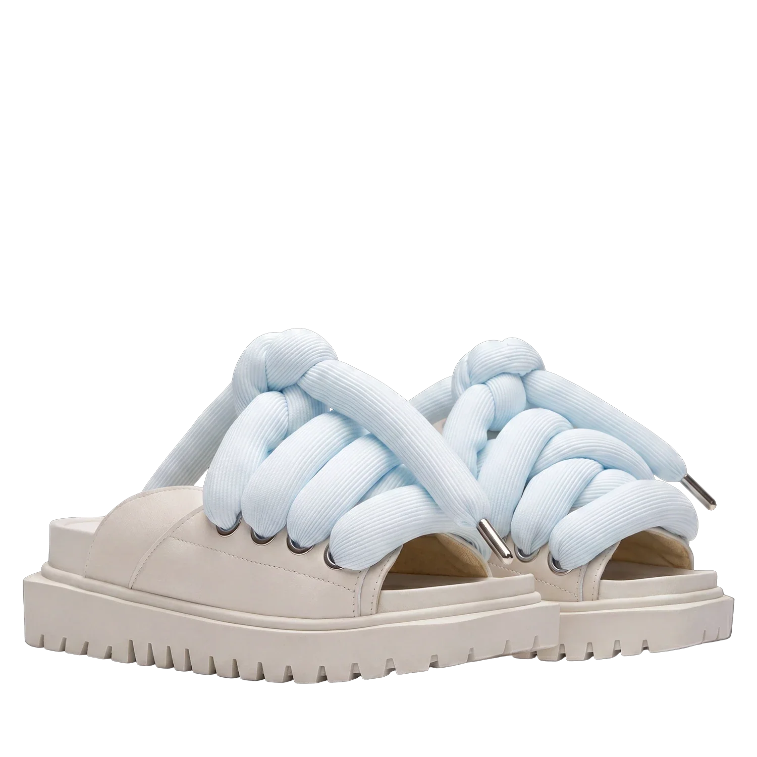 Sandal - Cream Leather - LT Light Blu