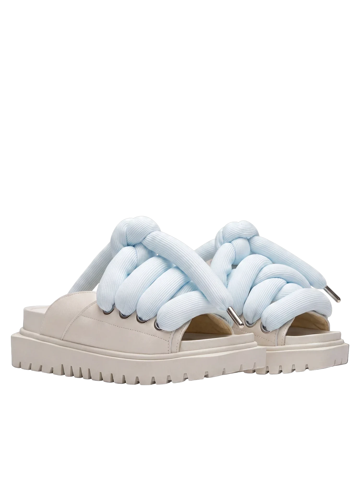 Sandal - Cream Leather - LT Light Blu