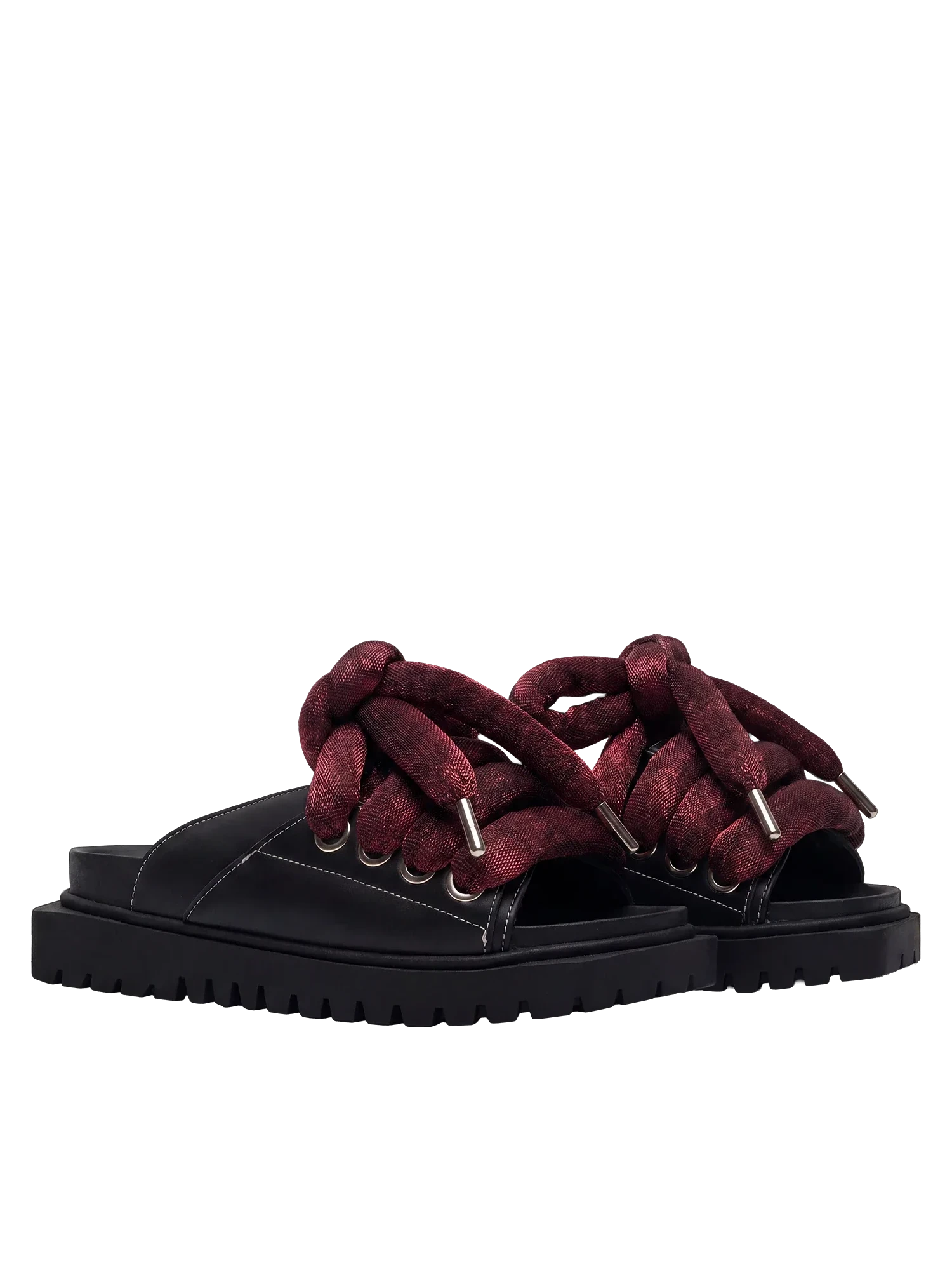 Sandalo — Pelle nera — LT Bordeaux