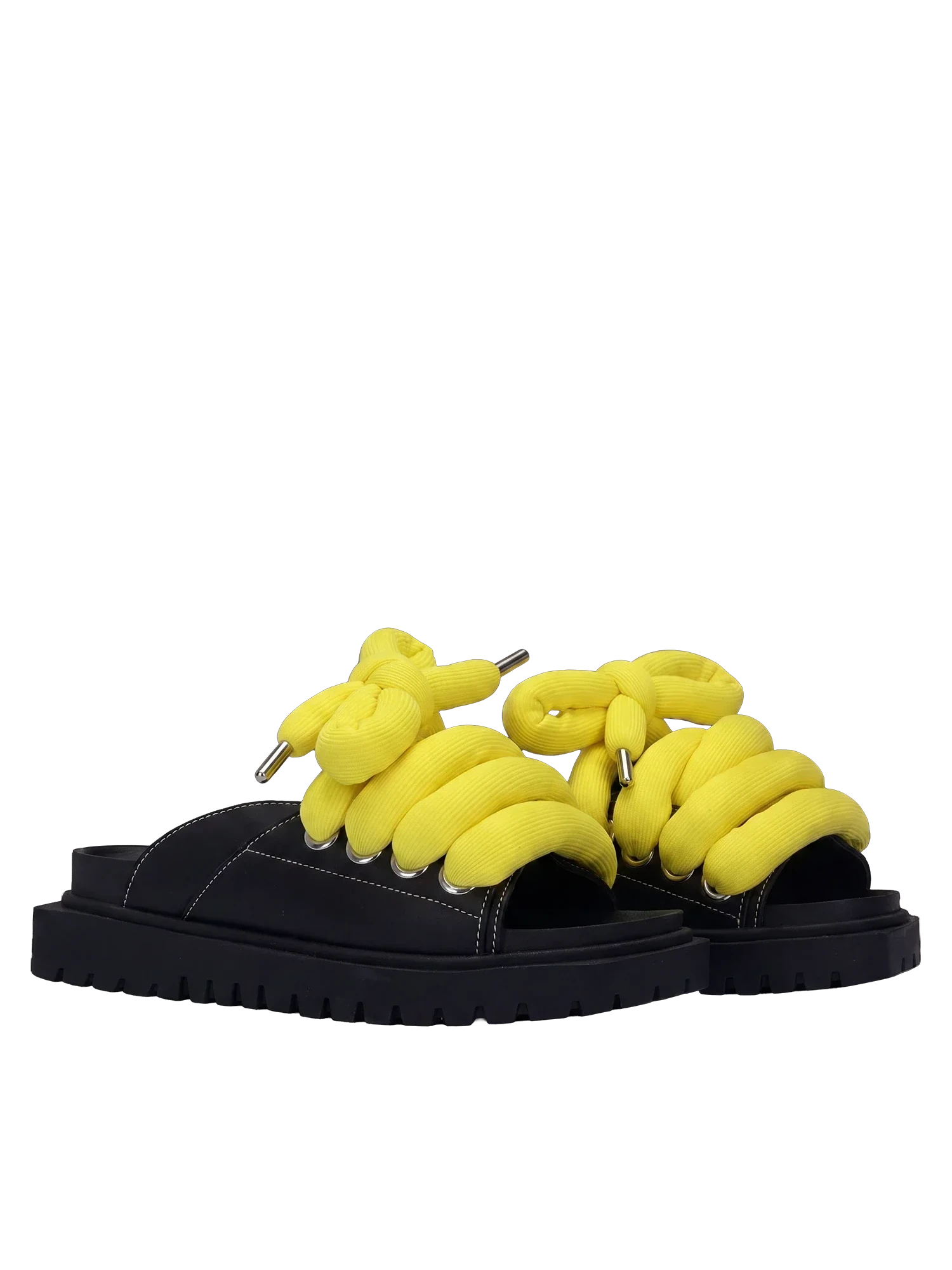 Sandale — Piele neagră — TB Galben