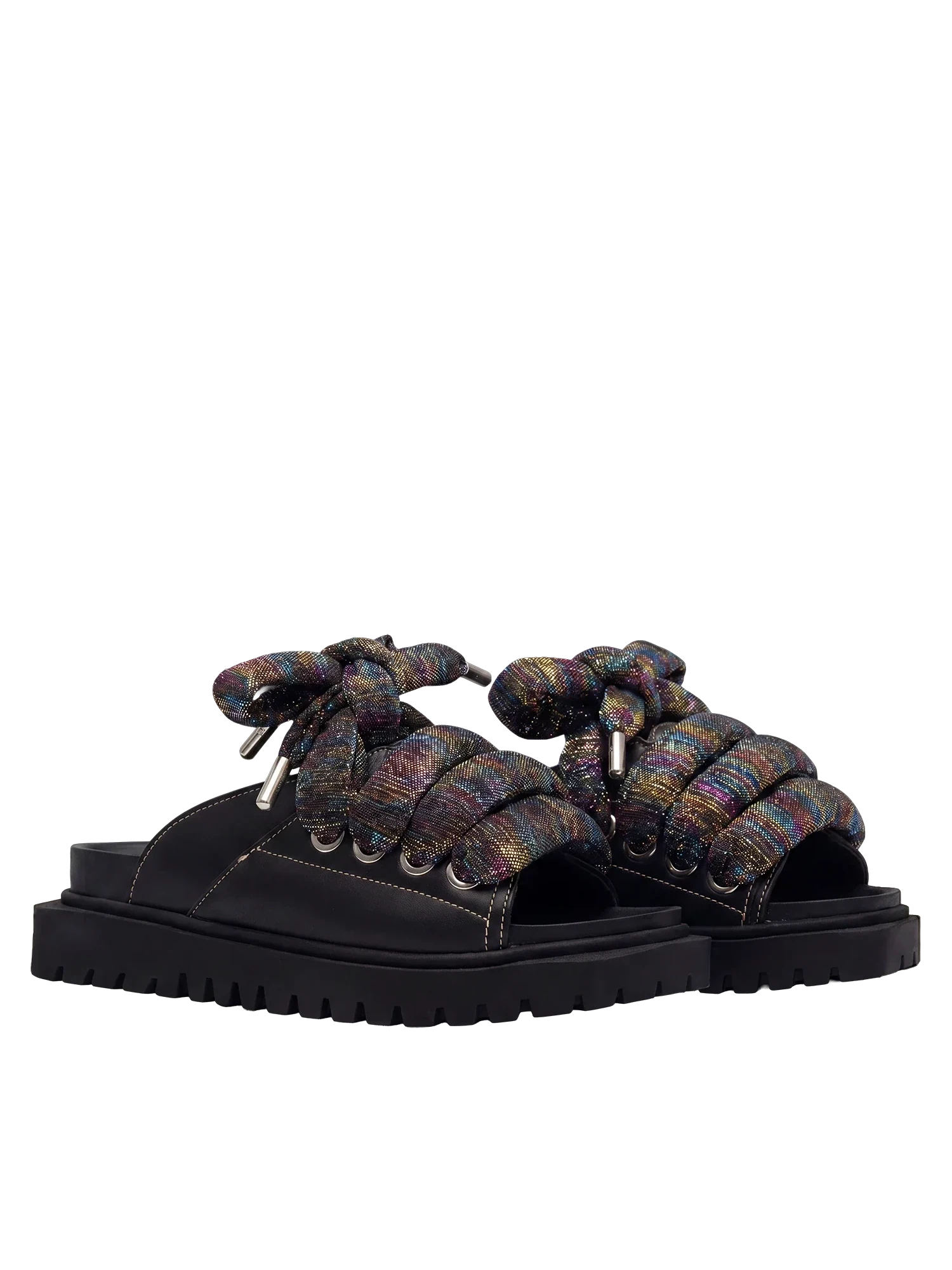 Sandale — Cuir noir — LT Multicolore