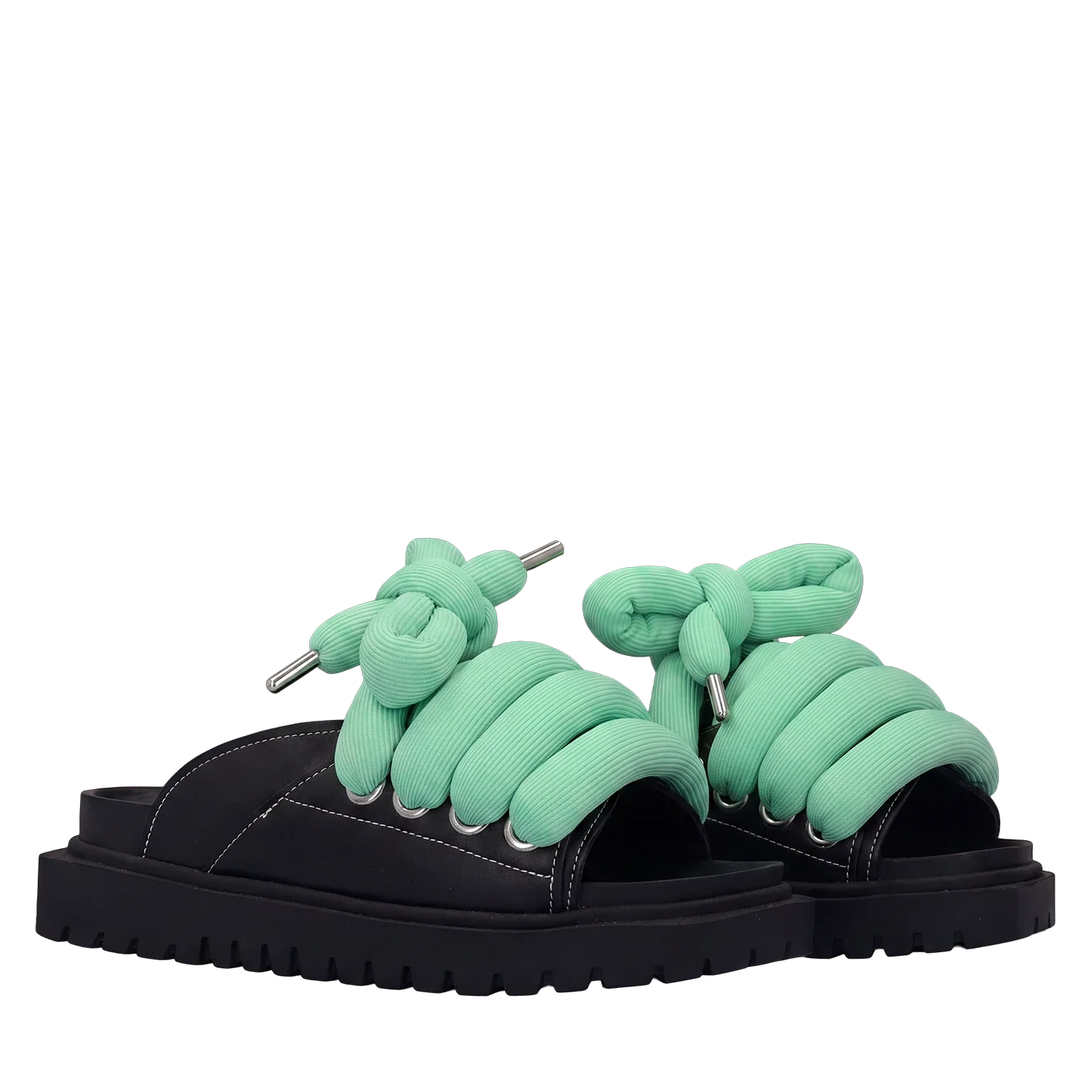 Sandal - Black Leather - TB Emerald