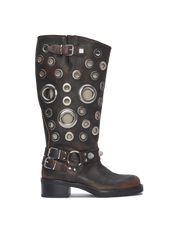 SOVEREIGN — Piele maro vintage cu metal