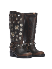SOVEREIGN — Piele maro vintage cu metal