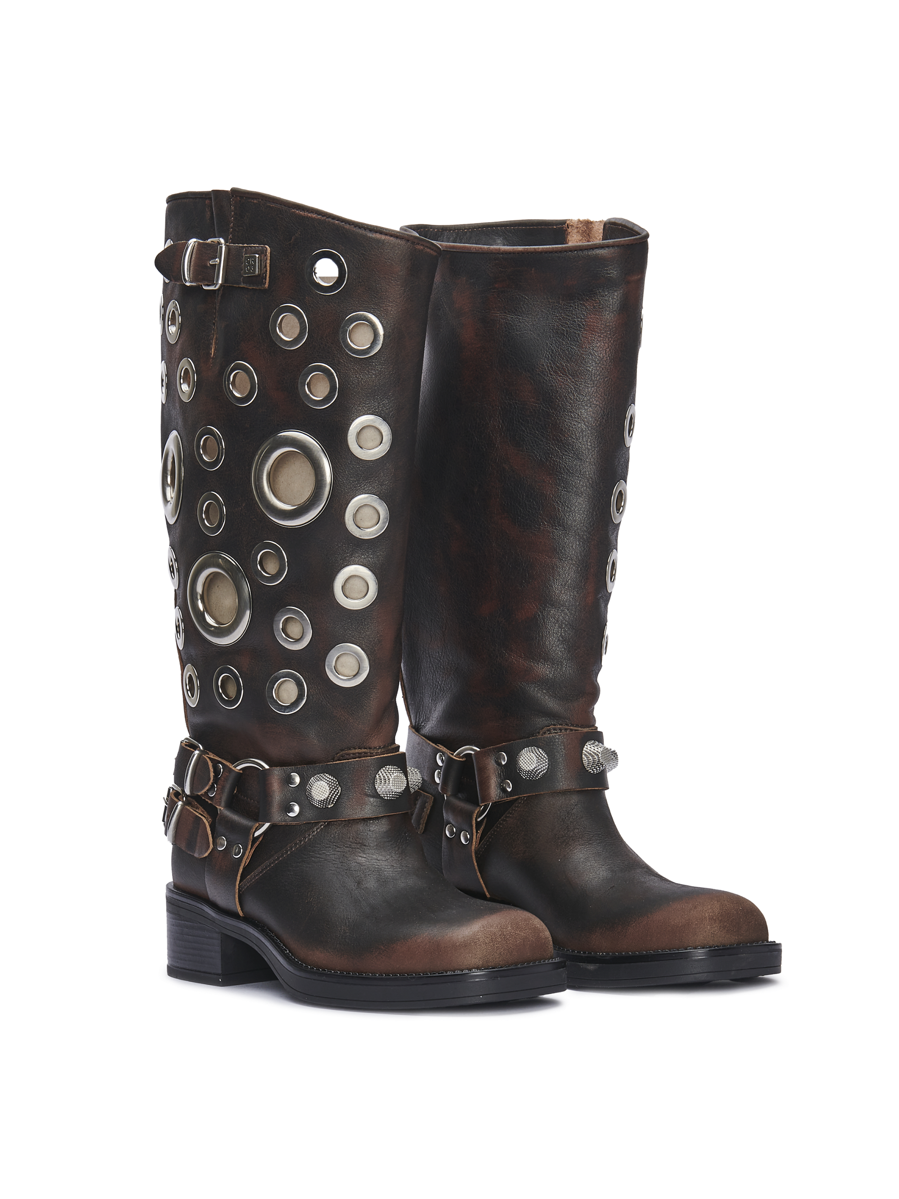 SOVEREIGN — Piele maro vintage cu metal