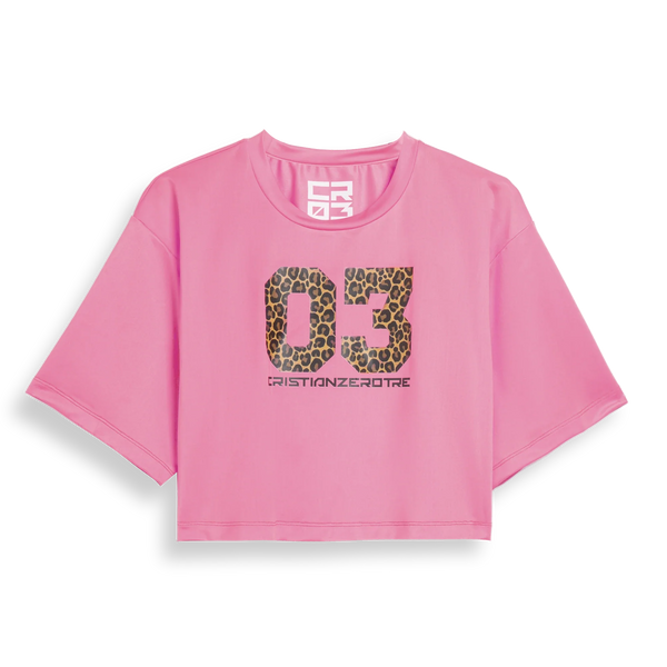 T-Shirt Crop - Rosa 03 Leopard